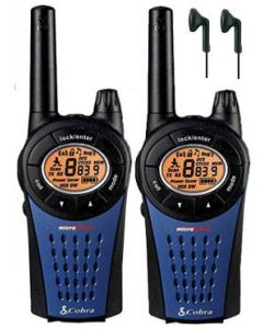 12 Km Cobra MT975 Walkie Talkie 2 Two Way PMR Radio Twin Pack + 2 x Comtech CM-15PT Headsets