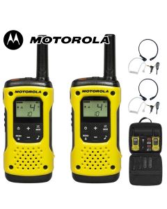 10Km Motorola TLKR T92 H2O Floating Two Way Radio Walkie Talkie Travel Pack with 2 x Comtech CM-215TH PTT/VOX Throat Mics - Twin