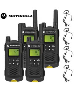 8Km Motorola XT180 PMR Walkie Talkie TWO WAY RADIO Quad pack + 4 headsets with boom Mics