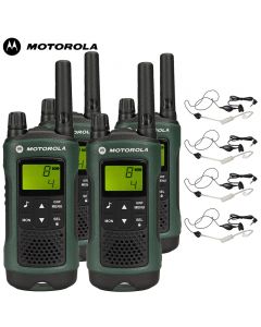 10Km Motorola TLKR T81 Hunter Two Way Radio Walkie Talkie Travel Pack with 4 x Headsets for Air soft, Paintballing, Skiing & Go Karting - Quad