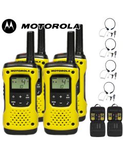 10Km Motorola TLKR T92 H2O Floating Two Way Radio Walkie Talkie Travel Pack with 4 x Comtech CM-215TH PTT/VOX Throat Mics - Quad