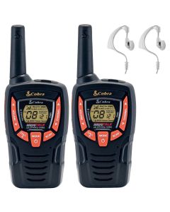 5Km Cobra AM245 Two Way PMR 446 Walkie Talkie Licence Free Radio Twin Pack + 2 Headsets