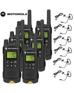 8Km Motorola XT180 PMR Walkie Talkie TWO WAY RADIO Six pack + 6 headsets with boom Mics