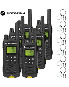 8Km Motorola XT180 PMR Walkie Talkie TWO WAY RADIO Six pack + 6 CM-215TH Throat Mics  Headsets