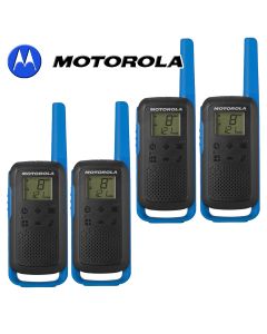 8Km Motorola TLKR T62 Walkie Talkie Two Way Licence Free 446 PMR Security Leisure Radio – Quad Pack Blue
