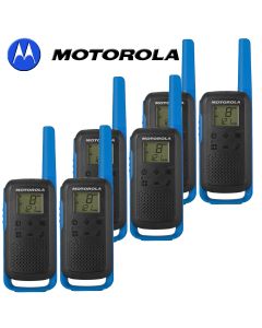 8Km Motorola TLKR T62 Walkie Talkie Two Way Licence Free 446 PMR Security Leisure Radio – Six Pack Blue