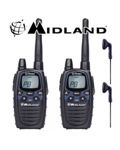 12Km Midland G7 Pro Dual Band Long Range Two Way PMR 446 Licence Free Radio Twin Pack + 2 x Comtech CM-50PT Headsets