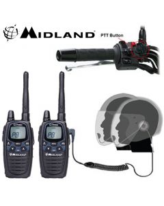 12km Midland G7 Pro Dual Band Motorbike Walkie Talkie PMR Radio Intercom kit with HM-900 Close Face PTT Headsets