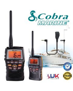 COBRA MR HH150 EU Version Floating Waterproof Handheld VHF Marine LCD Radio with Comtechlogic® CM-70PT Headset