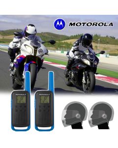 Motorola T62 Blue Motorbike Walkie Talkie PMR Radio Intercom Close Face Headsets 