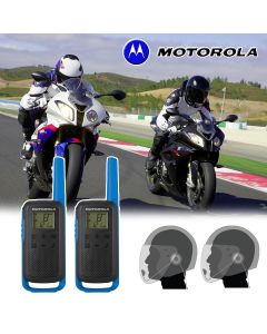Motorola T62 Blue Motorbike Walkie Talkie PMR Radio Intercom Open Face Headsets 