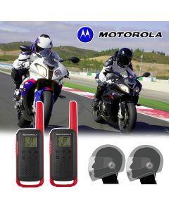 Motorola T62 Red Motorbike Walkie Talkie PMR Radio Intercom Close Face Headsets 