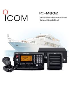 Icom IC-M802 Advanced Long Range 125W MF/HF DSP SSB Marine Radio with Compact Remote Head 