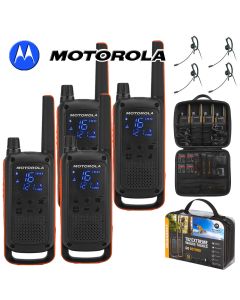 10Km Motorola TLKR T82 Extreme Two Way Radio Walkie Talkie Travel Quad Pack with 4 x Headsets for Skiing & Go Karting - Quad Box