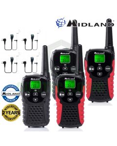 Midland G5C-UK Licence Free 2 Two Way Walkie Talkie PMR446 Radio + 4 Headsets