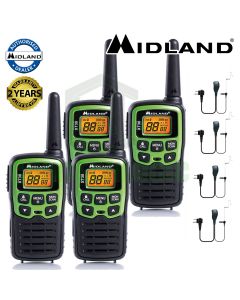 6km Midland XT30 License Free 2 Two Way Walkie Talkie PMR446 Radio + 4 Headsets 
