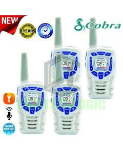 10Km Cobra AM845 Snow 2 Way PMR 446 Walkie Talkie Licence Free Radio Quad Pack