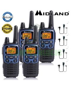 10km Midland XT60 License Free 2 Two Way Walkie Talkie PMR446 Radio 4 Headsets