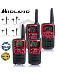 4km Midland XT10 License Free 2 Two Way Walkie Talkie PMR446 Radio + 4 Headsets