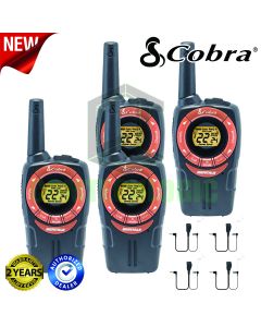 8Km Cobra SM662C Walkie Talkie Two Way PMR 446 Radio Quad Pack + 4 Headsets