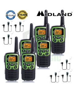 6km Midland XT30 Licence Free 2 Two Way Walkie Talkie PMR446 Radio + 6 Headsets