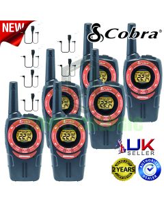 8Km Cobra SM662C Walkie Talkie Two Way PMR 446 Radio Six Pack + 6 Headsets
