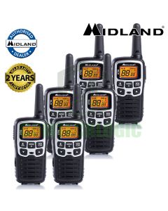 8km Midland XT50 License Free 2 Two Way Walkie Talkie PMR446 Radio Six Pack UK