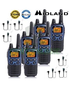 10km Midland XT60 License Free 2 Two Way Walkie Talkie PMR446 Radio 6 Headsets