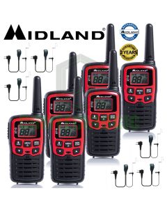 4km Midland XT10 License Free 2 Two Way Walkie Talkie PMR446 Radio + 6 Headsets