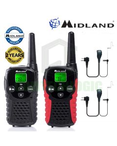 Midland G5C-UK Licence Free 2 Two Way Walkie Talkie PMR446 Radio + 2 Headsets