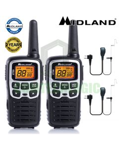 8km Midland XT50 License Free 2 Two Way Walkie Talkie PMR446 Radio + 2 Headsets 