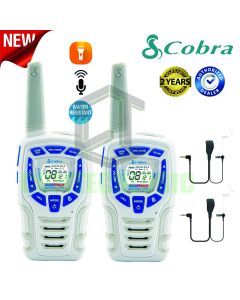 10Km Cobra AM845 Snow Two Way PMR 446 Walkie Talkie  Radio Twin + 2 Headsets