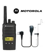 8Km Motorola XT460 Two Way PMR 446 Walkie Talkie Licence Free Radio with Comtech CM-60PT PTT Headset for Business & Military Use