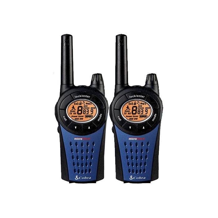  nero/blu Cobra MT975 PMR446 walkie talkie radio Twin Pack con caricabatterie e batterie  