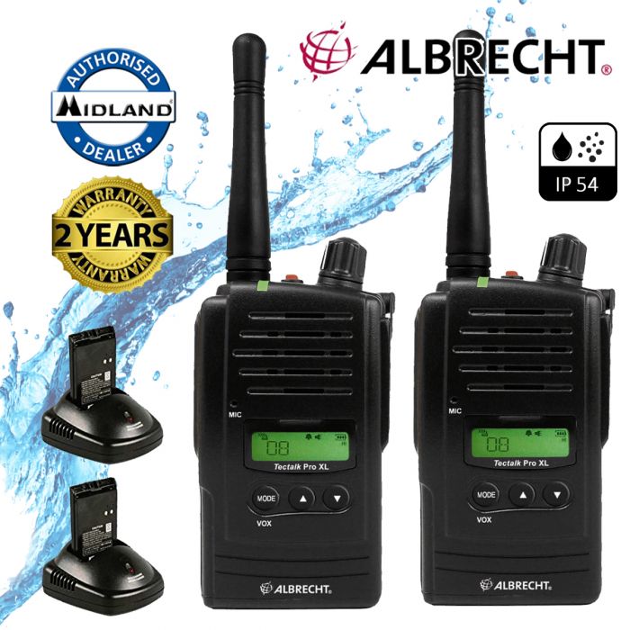 Albrecht Tec Talk Pro XL Waterproof IP54 Licence Free PMR 446 Two Way Radio  Twin