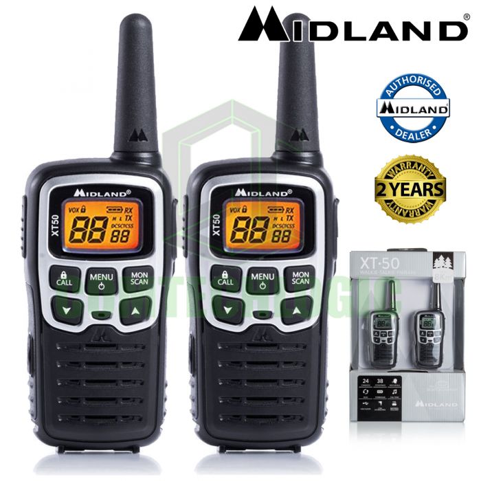 8km Midland XT50 License Free 2 Two Way Walkie Talkie PMR446 Radio